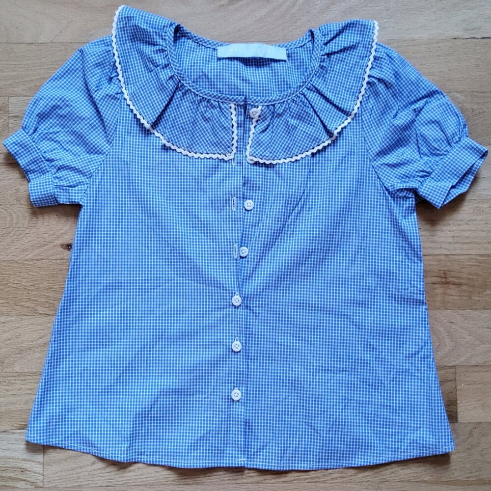 NWOT Hill House Girl Short Sleeve Button Down Top Blouse Size 5/6Y